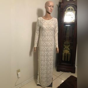 Floor length- Maxi lace wedding dress - sheer - White / Cream - H&M